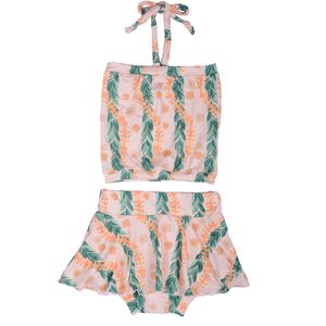 Conjunto de Pantalones Cortos con Volantes y Tirantes Ajustables con Estampado Personalizado, Spandex/Algodón Orgánico Antipilling, Conjuntos de Ropa para Bebés Niñas - Product Image 2