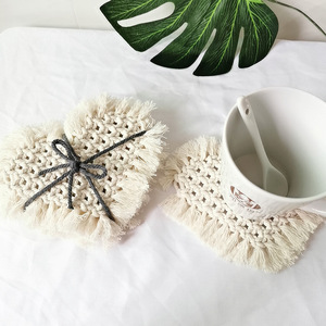 Al por mayor personalizado amor corazón buena calidad hechos a mano la posavasos <span class=keywords><strong>de</strong></span> vidrio para beber <span class=keywords><strong>Macrame</strong></span> arte Montaña Rusa - Product Image 5