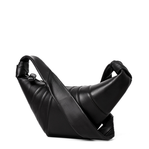Sac bandoulière plissé en PU noir style streetwear, forme croissant, prix <span class=keywords><strong>de</strong></span> gros - Product Image 5