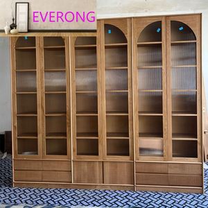 Librería de Madera de Nogal Negro para Sala de Estar, Integrada en Toda la Pared, con Asiento y Sofá Detrás de la Librería, con Puerta - Product Image 4