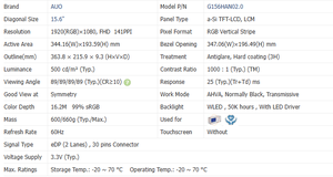จอแสดงผล G156HAN02.0 ความสว่างสูง 500 นิต ขนาด 15.6 นิ้ว แบบ IPS ความละเอียด 1920x1080 การสื่อสารแบบ LVDS สำหรับอุตสาหกรรมและทางการแพทย์ - Product Image 2