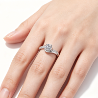 Bague en Moissanite Certifiée GRA, Plaqué Platine sur Laiton, 0.5CT D VVS, Bague de Fiançailles et de Mariage Ronde en Moissanite pour Femme, Bijoux
