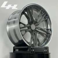Rueda de Coche Forjada de 2 Piezas, Personalizada, de 17-24 Pulgadas, Color Gris Metálico Pulido, Llanta Exterior Delgada con Radios Divididos, Logotipo Personalizado, Compatible con Todos los Vehículos