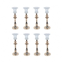 Vase à fleurs en métal doré de luxe avec support en verre, élégant centre de table de mariage, grand porte-bougie pour la décoration de table de fête