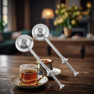 Ensemble de théière créatif en acier inoxydable 304 avec filtre à thé en <span class=keywords><strong>maille</strong></span> rétractable, poignée à poussoir, conception anti-fuite - Stock disponible - Product Image 1