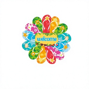 Decoración de Pared con Diseño de Chanclas, Tema Costero, Patrón Floral, Decoración para Entrada del Hogar, Forma Irregular, Material Plástico - Product Image 3