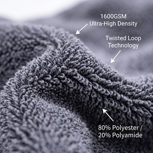 1400gsm Plush Washing <strong>Towel</strong> Gray Color Quick Car Dry <strong>Micro</strong> <strong>Fibre</strong> Absorber Synthetic Drying <strong>Towel</strong> - Product Image 3