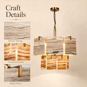 Custom Natural Stone Pendant Chandelier Source Factory ModernLuxury Brass Hanging Lamp for <b>Dining</b> Room Living Room Hotel Project - Product Image 4