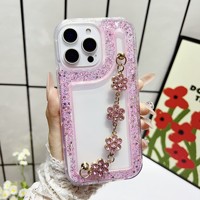 Étui de téléphone tendance avec détails floraux élégants, étui scintillant pour Redmi Note 14 Pro A5 A1 13 pour G54 S84 G55 G35 avec cordon