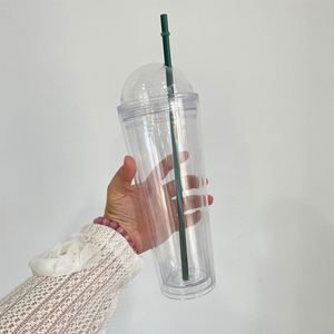 24Oz Dome Tumbler Manufacturer Wholesale Pre-Drilled Snow Globe <b>Cups</b> Plastic Acrylic Ice Cream Cone With <b>Lid</b> - Product Image 3