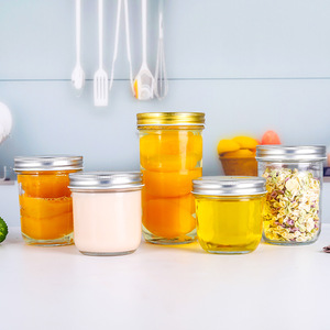 4 oz 8 oz 12 oz Jelly Jam Glass Mason Jar Canning With Metal Lid