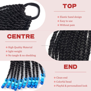 Extensión de pelo para niños con lazo y cuentas, accesorios para el cabello para niños, cola de caballo trenzada para niñas - Product Image 4