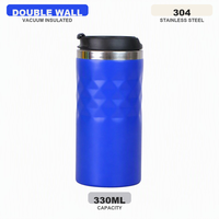 Tasse à café réutilisable de 330 ml en forme de coquille ondulée, design classique, tasse de voiture, mug isotherme en acier inoxydable avec logo imprimé