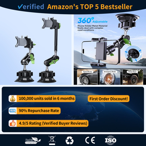<span class=keywords><strong>Supporto</strong></span> per Telefono da Auto in Metallo LanParte con Braccio Flessibile a Doppia Testa a Sfera e <span class=keywords><strong>Ventosa</strong></span> con Bloccaggio a Rotazione per Navigazione in Auto e Riprese Video - Product Image 2