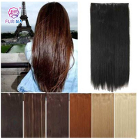 Extensions de cheveux à clipser, synthétiques, résistantes à la chaleur, longues et droites, couleur 613 #   Une seule pièce, 5 clips, extension de cheveux sans couture à clipser