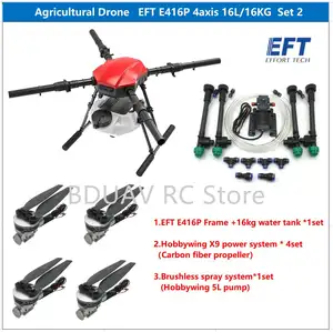 NEW EFT E416P 16L 16キロAgriculturalスプレードローンフレームキット4軸Folding QuadcopterとHobbywing X9電源システムUAV