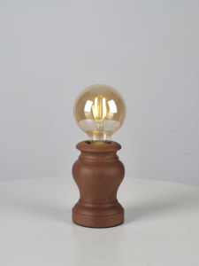 Minimalist Wooden <b>Desk</b> Lamp E27 LED Bulb Brown Base Round Shade Small Size Bedroom Nightlight Decorative Table Lamp - Product Image 4