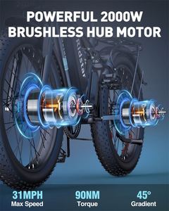 2000W tout-terrain 26 pouces hybride montagne vélo électrique de ville moteur central à suspension complète 7 vitesses 48v système électronique intelligent - Product Image 3