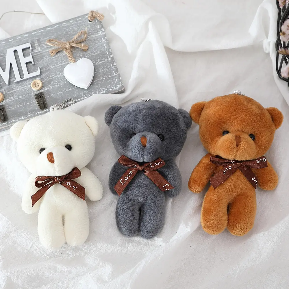 12cm wholesale plush key chain mini teddy bear key chains custom small teddy bear plush toy key chain stuffed soft key rings