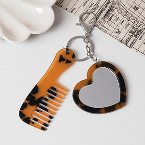 Porte-clés miroir de maquillage cœur scintillant, breloque de sac brillante, accessoires à suspendre au voiture - Product Image 3