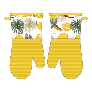 Mitaines de four en coton imprimées imperméables Ustensiles de cuisine antidérapants Moufles de barbecue Ustensiles en coton silicone lavables - Product Image 3