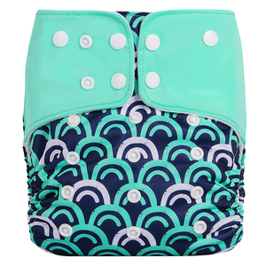 LazyRabbit Baby Pocket <span class=keywords><strong>Couche</strong></span> en tissu avec doublure en daim PUL Impression numérique Onglet carré étanche et bouton pression à rabat pour le ventre - Product Image 1