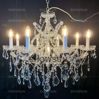 Lustre en cristal K9 doré de luxe européen, luminaire suspendu classique à plusieurs niveaux pour hôtel, villa, salon, salle de banquet