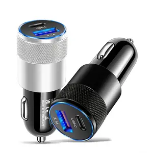 3.1A Cargador de coche USB 15W Tipo C PD Adaptador de corriente de teléfono de carga rápida para teléfono móvil Cargador de coche de puerto dual