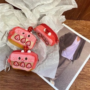 Porte-monnaie et étui pour <span class=keywords><strong>AirPods</strong></span> en forme de gâteau à la fraise de dessin animé, avec breloque porte-clés - Product Image 3