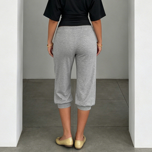 Cargo <b>Pants</b> Women Solid Color Elastic Drawstring Waist Casual <b>Summer</b> Regular Fit Breathable Eco-Friendly Anti-Pilling Daily Wear - Product Image 5