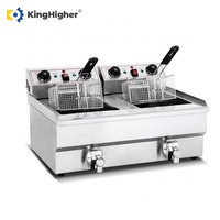 Friteuse électrique commerciale double en acier inoxydable pour comptoir, machine à frites et corn-dogs pour restaurant