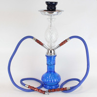 Chicha arabe en métal givré à double/quatre tuyaux de taille moyenne, ensemble complet pour fumer, style moderne et minimaliste