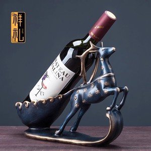 ชั้นวางไวน์เรซิ่นสุดสร้างสรรค์ตู้ไวน์รูปปั้นกวางของตกแต่งบ้านห้องนั่งเล่นที่มีสไตล์ขาตั้งทีวีของขวัญขึ้นบ้านใหม่ที่สมบูรณ์แบบโบราณ - Product Image 1