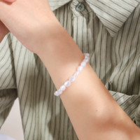 Bracelet de perles baroques bohèmes dorées, perles irrégulières blanches tendance, lueur irisée, extensible, bijou cadeau pour femme