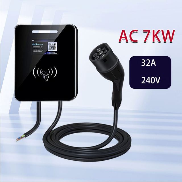 Smart CE APP Control Type2 7kW Wallbox EV Charging Station for Home with 5M Cable,LCD Screen and 2 Years Warranty