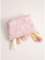 Pochette de voyage DICHOS personnalisée avec fermeture éclair et fleur en dentelle, trousse de toilette en coton à la mode pour maquillage et toilette avec étui en silicone