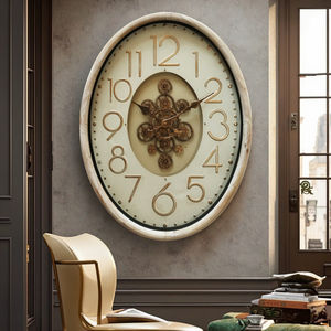 นาฬิกาแขวนผนังหน้าเดียวสไตล์อุตสาหกรรมย้อนยุคขนาด25นิ้วดีไซน์วินเทจทรงรีจอแสดงผลเหล็กทรงรีสำหรับบ้านสำนักงานห้องนั่งเล่น - Product Image 3