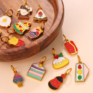 Customized Waterproof Charms 14k 18k Gold Plated 316L Stainless Steel Enamel Food Charms for <b>Bracelet</b> Necklace Jewelry Making - Product Image 2