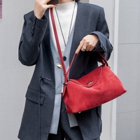 Sac mensuel innovant en daim et cuir fendu luxueux pour femme, sac à main élégant en cuir mat, sac bandoulière multifonctionnel