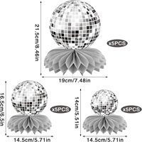 15 pièces de centre de table en nid d'abeille sur le thème du disco argenté, décorations de fête disco, centre de table disco des années 70 pour fournitures de fête