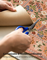 Kitchen Floor Mat Anti-slip Oil-resistant Waterproof Light Luxury Retro PU Leather Rugs Thickness Anti-fatigue Carpets Mat Set