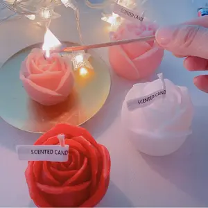 浪漫玫瑰蜡烛照片装饰送女孩创意礼物粉色玫瑰香薰蜡烛