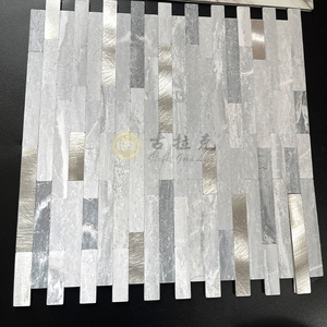 Carreau PVC pour dosseret de cuisine moderne Carreau de mosaïque <span class=keywords><strong>gris</strong></span> <span class=keywords><strong>clair</strong></span> Mélange de carreaux adhésifs en métal - Product Image 5