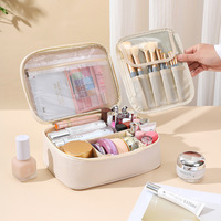 Organisateur de maquillage portable grande capacité, sac de toilette de voyage de luxe léger, sac cosmétique compartimenté multifonctionnel