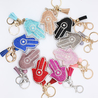 Porte-clés pour femmes, glands en cristal de palmier, strass, style Hamsa fatma, nouvelle mode