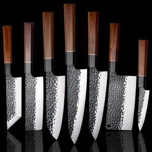 现货7件套菜刀套装专业高碳钢厨师刀套装带标志木柄日本菜刀套装
