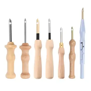 JP Various Sizes Adjusted Wood Handle Sewing Weaving Felting Needle Craft Durable Knitting Embroidery Pen Punch Needle