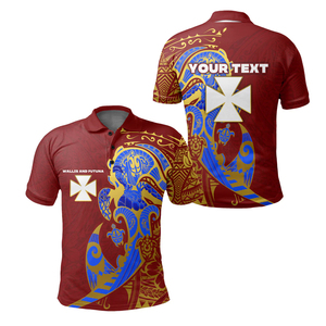 Polo personnalisé à Wallis-et-<span class=keywords><strong>Futuna</strong></span> Chemise à manches courtes en polyester respirant pour hommes, tenue décontractée, imprimé tribal polynésien, quantité minimale de commande bas - Product Image 1