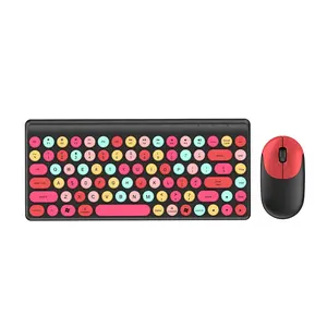 Новый дизайн губная помада клавиатуры милый 86 ключей смешанные цвета беспроводная клавиатура и мышь комплект