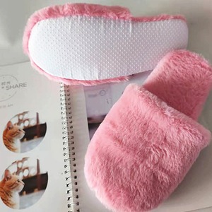 Custom <b>Cozy</b> Indoor Fluffy Fuzzy Rabbit Fur for <b>Slippers</b> Luxury Women's Soft House for <b>Slippers</b> Warm Winter Faux Sheepskin Flat - Product Image 4